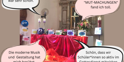 Ein Gottesdienst im Sinne der Kinder- und Jugendlichen drückt sich auch in der Altargestaltung aus. Das und vieles mehr zeigen die Statements der Schüler:innen.